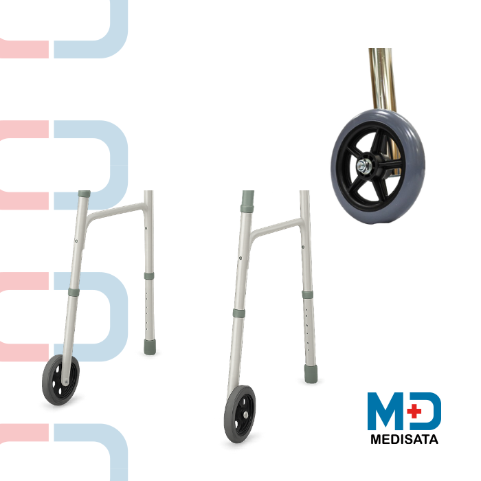 CAMINADOR ANDADERA 2 RUEDAS COLOR PLATEADO PARA ADULTOS