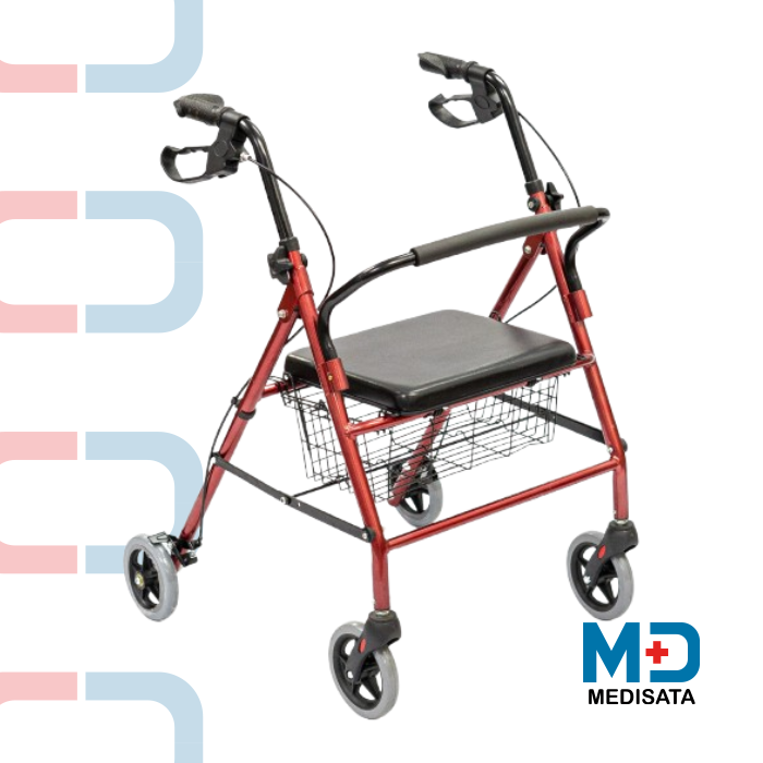 CAMINADOR ANDADERA 4 RUEDAS CON ASIENTO Y FRENOS