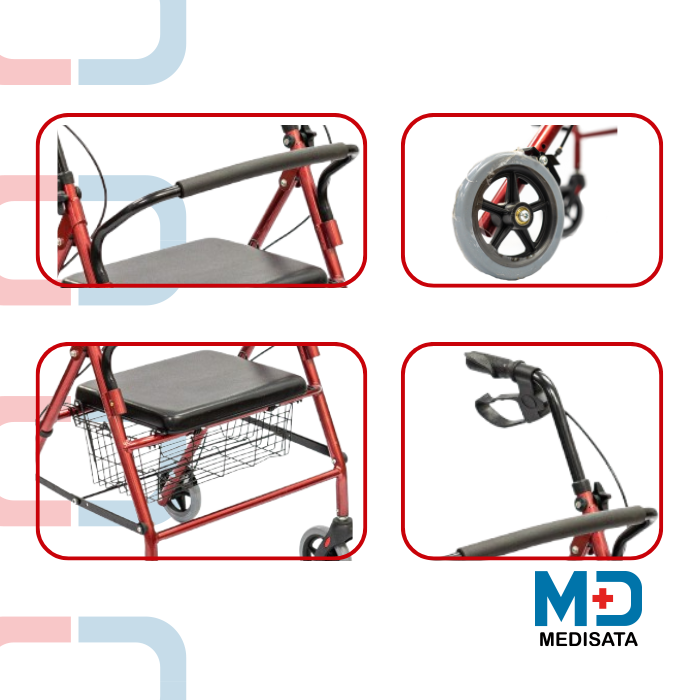 CAMINADOR ANDADERA 4 RUEDAS CON ASIENTO Y FRENOS