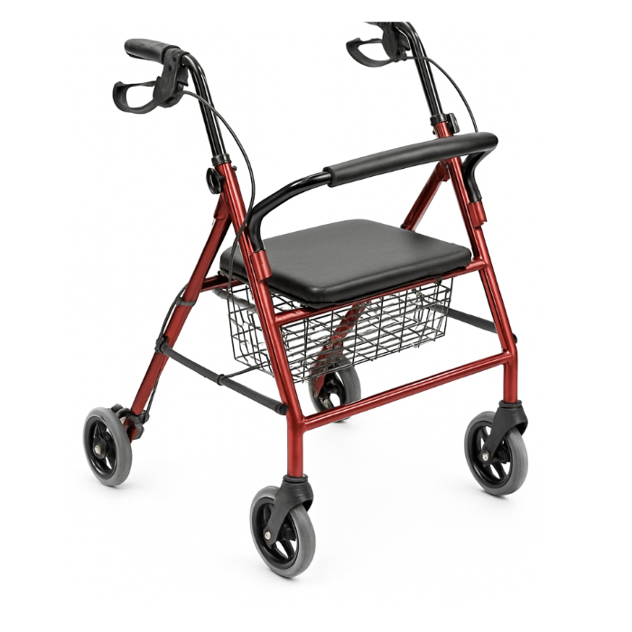 CAMINADOR ANDADERA 4 RUEDAS CON ASIENTO Y FRENOS