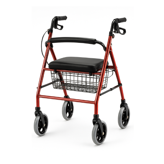 CAMINADOR ANDADERA 4 RUEDAS CON ASIENTO Y FRENOS