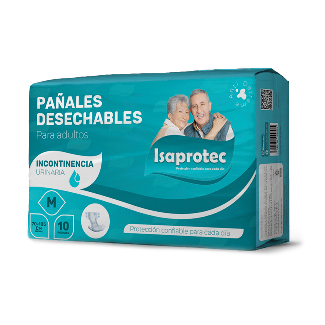 PAÑALES DESECHABLES PARA ADULTOS ISAPROTEC TALLA M 10 UNID.