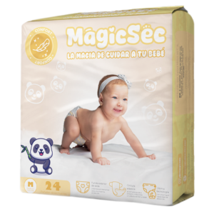 PAÑALES DESECHABLES PARA BEBE MAGIC SEC TALLA M 24 UNID.