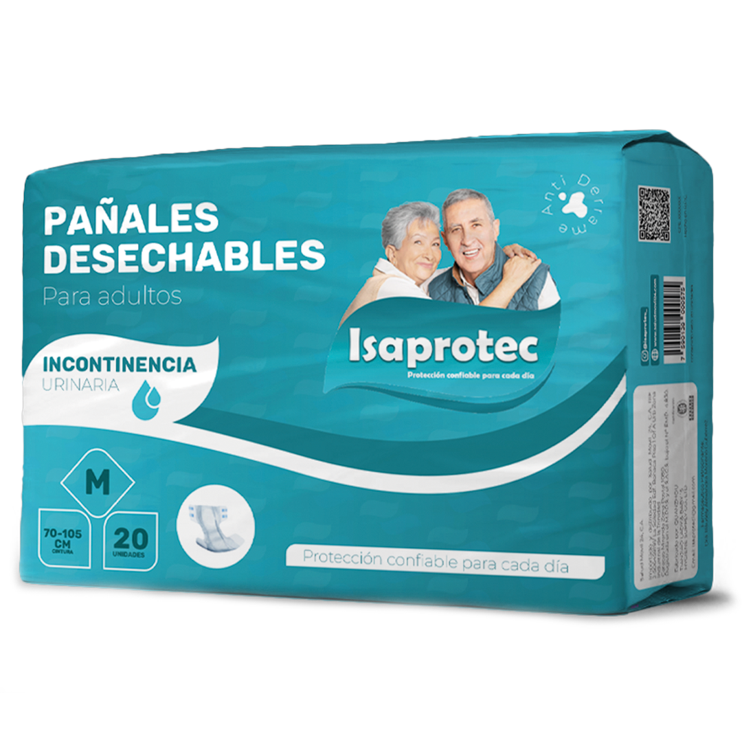 PAÑALES DESECHABLES PARA ADULTOS ISAPROTEC TALLA M 20 UNID.