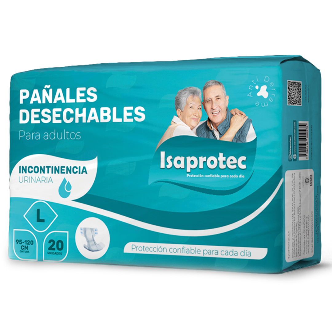 PAÑALES DESECHABLES PARA ADULTOS ISAPROTEC TALLA L 20 UNID.