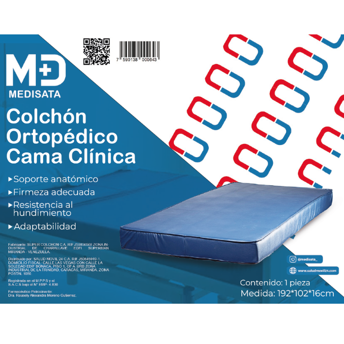 COLCHÓN ORTOPÉDICO PARA CAMA CLÍNICA O HOSPITALARIA
